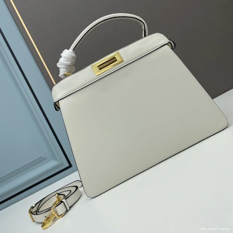 Affordable HOT Medium Fendi Bag Nappa White Laether ISeeU In Peekaboo 0816